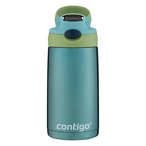 Contigo Kids Stainless Steel Water Bottle with Redesigned AUTOSPOUT Straw, 13oz, Green and Blue, Easy Clean, BPA Free - color: Ocean, size: 13 Ounces