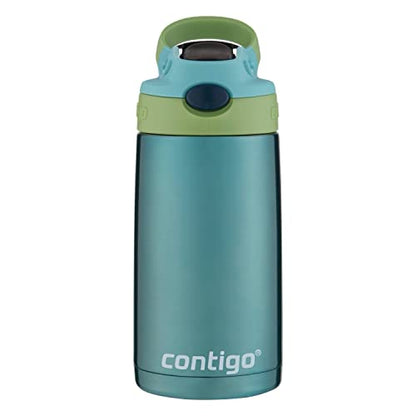 Contigo Kids Stainless Steel Water Bottle with Redesigned AUTOSPOUT Straw, 13oz, Green and Blue, Easy Clean, BPA Free - color: Ocean, size: 13 Ounces