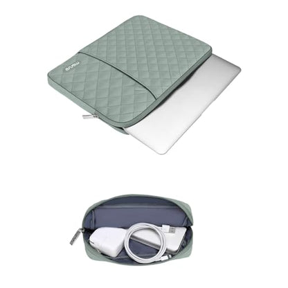 MOSISO Laptop Case 13.3 inch, 13-13.3 inch Laptop Sleeve Compatible with MacBook Air/Pro 13 / Pro 14, HP Dell Acer ASUS Lenovo,Square Quilted Vertical Computer Bag with Pocket&Small Case,Antique Green - color: Antique Green, size: 13.3 inch