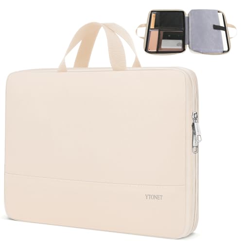 Ytonet Laptop Case 16 inch, 15-15.6 Inch Water Resistant Slim Laptop Sleeve | Compatible with MacBook, HP, Dell, Lenovo, Asus Notebook, Carry Travel Laptop Bag, TSA, Gift for Men Women, Beige - color: Beige, size: 16 inch