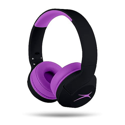 Altec Lansing Kid Safe Noise Cancelling Wireless Headphones 15H Battery, 85dB Volume Limit, Foldable Design Powerful Sound, Active Noise Cancellation Perfect for Kids Ages 7+ - color: Blackout Purple