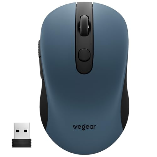 wegear USB Wireless Mouse for Laptop PC Mac, 2.4GHz Cordless Mouse with 6 Buttons, 5-Level Adjustable 4000 DPI, Ergonomic Portable Optical Computer Mice, 24-Month Battery Life-Blue - color: Blue