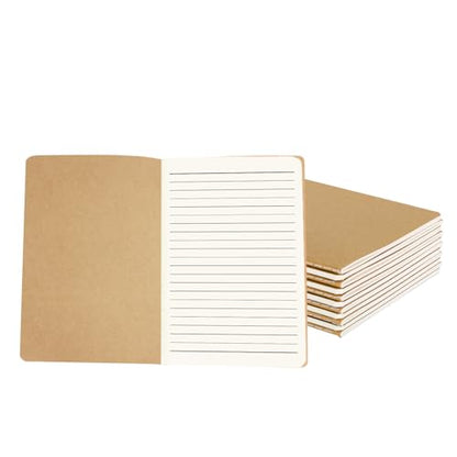 zmybcpack 12 Pack Journal Notebook Kraft Brown Cover Lined Notebooks for Travelers, Students, Office - Memo Diary Subject Notebooks Planner - A5 Size, 8.26”x5.5”, 60 Lined Pages/30 Sheets - size: 8.2 x 5.5 inch(12pack lined)