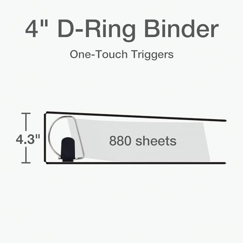 Oxford 3 Ring Binders, Durable Binders for School and Office, 4 Inch, ONE-Touch Easy Open D Rings, View Binder Covers, 4 Interior Pockets, PVC-Free, Holds 880 Sheets, White, 2 Pack (79921) - color: White