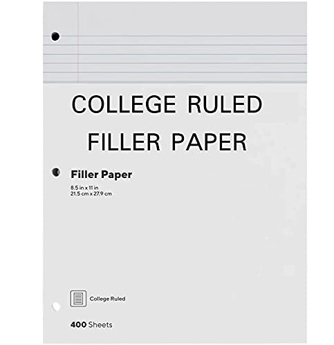 1InTheOffice Loose Leaf Paper College Ruled, Filler Paper 8 1/2" x 11", 400 Sheets (400 Sheets) (Pack of 2) - size: 400 Sheets (Pack of 2)