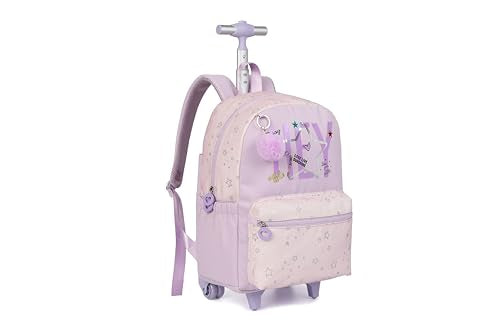 Kids Backpack for Girls Luggage School Trolley Bag with Lunch Box 3pc Set (HEY PURPLE) - color: Hey Purple