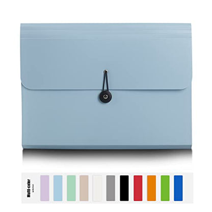 Nicfaec Expanding File Folder, 13 Pockets, Light Blue, Polypropylene for Work, School, Home, Office - color: 1pcs-mblue