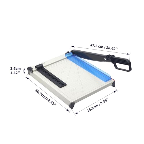 Inch Scale Cutting Plate 12" Paper Cutter – Solid Metal Base, Sharp Blade for Trimming Photos, Cards, Labels – 12-Sheet Capacity – Ideal for Office, School, Home Use (White) - color: White Inch Scale