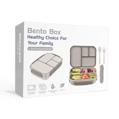 Amathley Lunch Box Kids,Bento Box Adult,Leakproof Lunch Containers for Adults/Kids/Toddler,1200ML-4 Compartments bento Lunch box with Utensil,Microwave & Dishwasher & Freezer Safe (White) - color: White