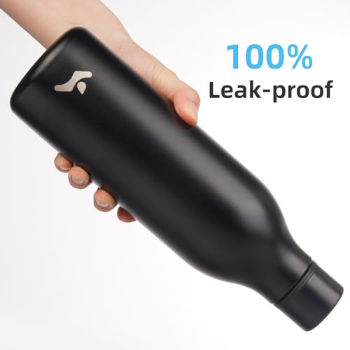 Konokyo Insulated Water Bottle with Strap,25 oz Double Wall Stainless Steel Vacuum Bottles Metal Water Flask,Black - color: Black, size: 25 Ounces