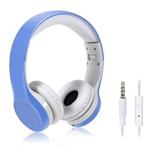 Kids Headphones with Cord, Toddler Headphones with Sharing Function, 85dB/93dB Safe Volume Limit, for Toddler Children Baby Boys Girls On-line Study, School, Travel use (Light Blue) - color: light blue
