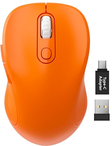 Trueque Wireless Mouse for Laptop, 2.4GHz Ergonomic Computer Mouse with Back & Forward Buttons, 3 Adjustable DPI Levels, 6 Buttons, Optical USB Cordless Mice for Windows PC, M01 (Orange) - color: Orange, size: 1 Pack