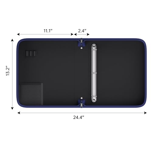 Fireproof 3 Ring Binder with Zipper, 1.5 Inch D Rings Hold up 375 Sheets of 8.5" x 11" (A4), Compatible with Clear Page Protectors, Built-in net and Pen Holder (1 Pcs, Blue, 1.5") - color: Blue, size: 1.5", style: 1 Pcs