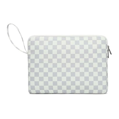 Laptop Sleeve with Pocket (Light Green Grid, 12.5 inch-13.5 inch) - color: Light Green Grid With Strap, size: 12.5 inch-13.5 inch