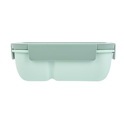 Restaurantware-Bento Tek 28.7 Ounce Bento Box, 1 Reusable Lunch Container - With Fork And Spoon, Does Not Contain BPA, Green Plastic Reusable Lunch Box, Microwavable, Dishwashable - size: 1 Count, style: 29 oz - Green