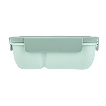 Restaurantware-Bento Tek 28.7 Ounce Bento Box, 1 Reusable Lunch Container - With Fork And Spoon, Does Not Contain BPA, Green Plastic Reusable Lunch Box, Microwavable, Dishwashable - size: 1 Count, style: 29 oz - Green