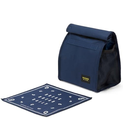 2nd Childhood Insulated Lunch Bag for Men, Durable & Reusable, Blue | Slim lunch bag with carry handle, two mesh side pockets and a back slip pocket; insulated liner keeps food cool - color: Blue