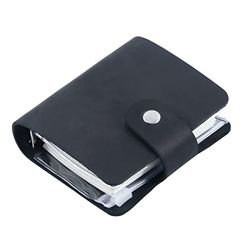 A9 Genuine Leather Journal, Black Handmade Leather Pocket Size Binder Planner, Mini Vintage Leather Planner, 120 Sheets Pages, Loose Leaf 3-Ring with Snap Button Closure (Black) - color: Black