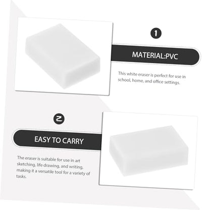 VILLCASE 30pcs White Art Erasers for Sketching and Drawing Comfortable Grip PVC Pencil Eraser for Students and Artists Minimal Residue Drafting Supplies for Classroom Rewards