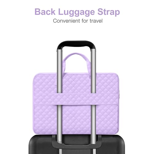 MOSISO 360 Protective Laptop Case 13.3 inch, 13-13.3 inch Laptop Sleeve Compatible with MacBook Air/Pro 13/Pro 14,HP Dell ASUS Lenovo, Square Quilted Bag Cover with 2 Pockets&Handle&Belt, Purple - color: Purple, size: 13.3 inch