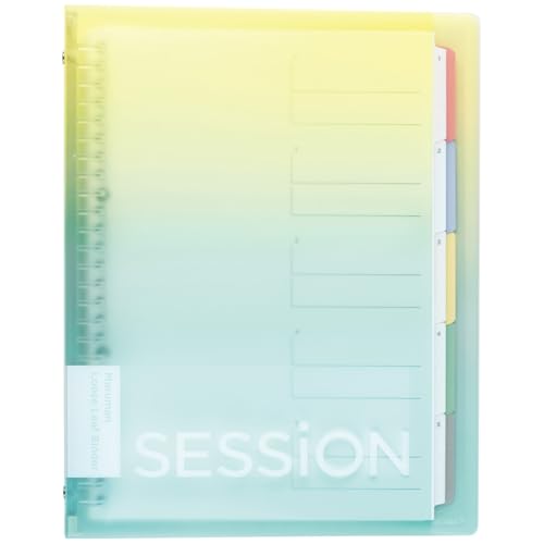 Maruman Session 26‑Ring Binder with Flexible Translucent Cover, B5 Size, 7.17" x 10.12", Includes 5 Erasable Tabbed Dividers and Storage Pocket, Holds up to 120 Sheets, Lemon Soda, Made in Japan - color: Gradient Lemon Soda, size: B5