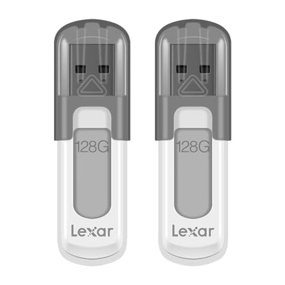 Lexar 128GB 2-Pack JumpDrive V100 USB 3.2 Gen 1 Flash Drive for Storage Expansion and Backup, Up To 100MB/s Read, Gray (LJDV100128G-B2HNU) - style: 2-Pack