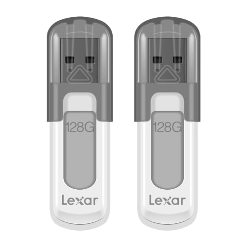 Lexar 128GB 2-Pack JumpDrive V100 USB 3.2 Gen 1 Flash Drive for Storage Expansion and Backup, Up To 100MB/s Read, Gray (LJDV100128G-B2HNU) - style: 2-Pack