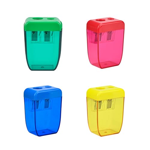 4Pcs Pencil Sharpeners Manual for Kids Adults, Dual Hole Small Handheld Pencil Sharpener Bulk for Office School Home, Back to School Supplies
