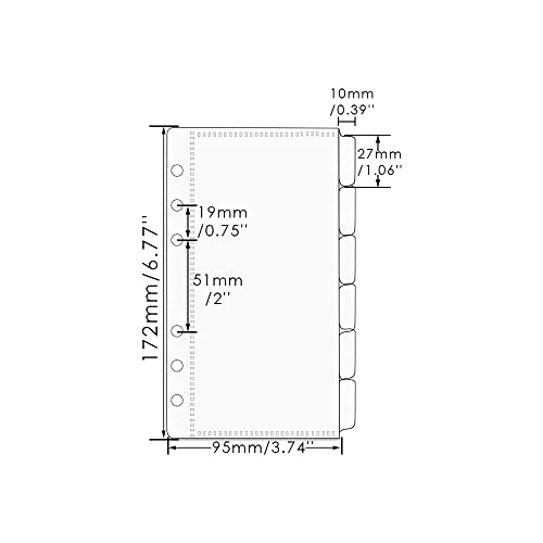 A6 Clear PP Cash Envelopes 2 Set 6 Tabs Binder Pockets Dividers 12 Sheets Budget Zipperless 6 Hole Loose Leaf Index Envelopes for 6 Ring Binder Money Bills Organizer (A6) - size: A6