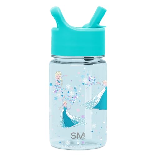 Simple Modern Disney Frozen Kids Water Bottle Plastic BPA-Free Tritan Cup with Leak Proof Straw Lid | Reusable and Durable for Toddlers, Girls | Summit Collection | 12oz, Frozen Elsa's Snowflake - color: Disney: Frozen Elsa's Snowflake, style: Straw Lid |