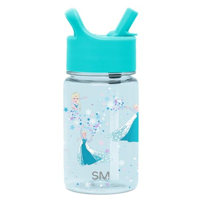 Simple Modern Disney Frozen Kids Water Bottle Plastic BPA-Free Tritan Cup with Leak Proof Straw Lid | Reusable and Durable for Toddlers, Girls | Summit Collection | 12oz, Frozen Elsa's Snowflake - color: Disney: Frozen Elsa's Snowflake, style: Straw Lid |