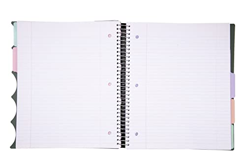 Mintra Office Durable PREMIUM Spiral Notebook (Green Olive, 5 Subject (8.5in x 11in)) - color: Green Olive, size: 5 Subject (8.5in x 11in)