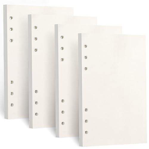 Toplive A6 Refill Paper, 4 Pack, 360 Pages, 100GSM Thick, 6 Hole Filler Inserts, Loose Leaf, for 6 Ring Binder Journal Notebook - style: Blanks 4 Pack