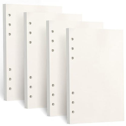 Toplive A6 Refill Paper, 4 Pack, 360 Pages, 100GSM Thick, 6 Hole Filler Inserts, Loose Leaf, for 6 Ring Binder Journal Notebook - style: Blanks 4 Pack