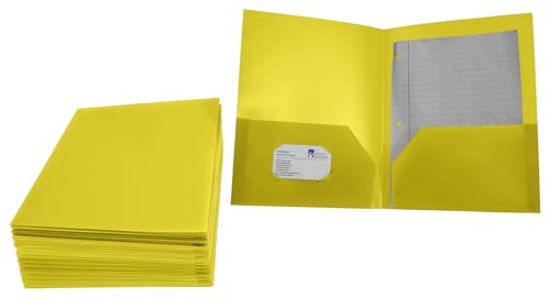 School Smart 2-Pocket Poly Folders, Yellow, Pack of 25 - color: Yellow, style: No Fasteners