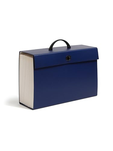 Smead Portable Expanding File Box, 19 Pockets, Blank Tabs, Printed Labels, Latch Closure, Legal Size, Blue (70806) - color: Blue, size: Legal