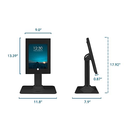 Mount-It! iPad Kiosk Stand, Anti-Theft Locking Countertop Enclosure & 360° Rotating Base, Retail POS & Check-in Stand for iPad Pro, iPad Air & Gen 7–11 (A16), Black - color: Black