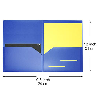 Youngever 6 Pack Heavy Duty Plastic Two Pocket Folders, Heavy Duty Plastic 2 Pocket Folder (Dark Blue) - color: Dark Blue