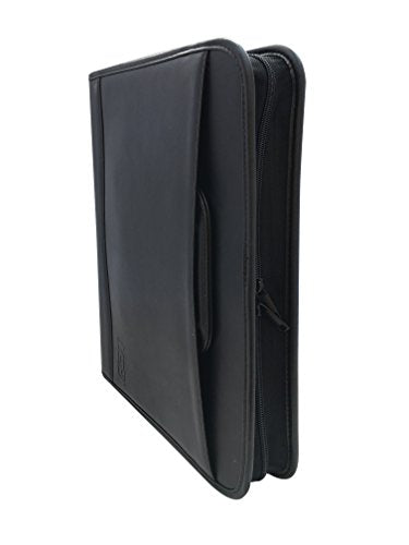 MSP 7 Ring Business Check Portfolio, Business Checkbook Briefcase in PU Leather with Handles, Zip Pockets, 3 Ring Binder, Carry 500 Business Check- Black