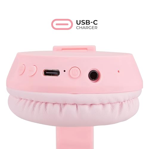Altec Lansing - Kid Safe 2-in-1 Bluetooth Headphones, Safe Volume Limiting, Foldable Design, Enjoy Audio and Protect Your Child's Hearing (Pink) - color: Pink
