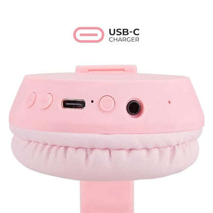 Altec Lansing - Kid Safe 2-in-1 Bluetooth Headphones, Safe Volume Limiting, Foldable Design, Enjoy Audio and Protect Your Child's Hearing (Pink) - color: Pink