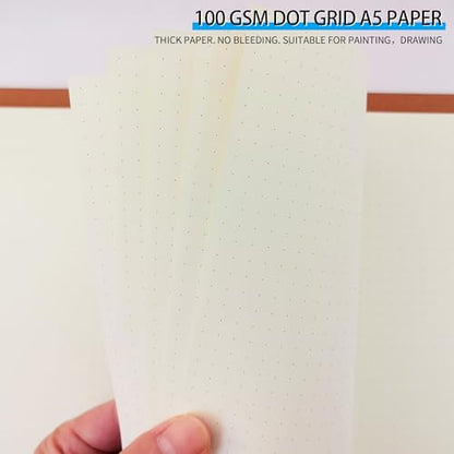 A5 Dot Grid Paper, 100GSM A5 Dotted Refill Paper for 6 Ring Refillable Binder/Planner/Diary Journals/Painting -Dotted Pages,80 Sheets/160 Pages (Beige-Dot Grid-A5) - size: Beige-Dot Grid-A5