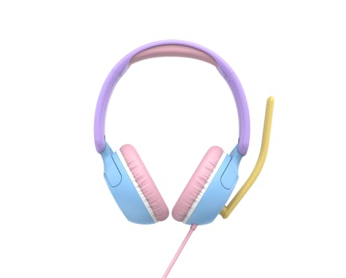 myFirst CareBuds Link W2 Kids Wired Headphones with Microphone, 85dB Volume Limit, 3.5mm On-Ear Headset, Foldable Lightweight Headphones with Rotatable Boom Mic (Cotton Candy Mix) - color: Cotton Candy Mix
