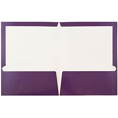 JAM PAPER Laminated Two Pocket Glossy School Folders - Letter Size - High Gloss Purple - 6/Pack - color: Purple, size: Pack of 6 Folders