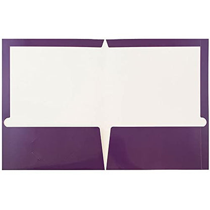 JAM PAPER Laminated Two Pocket Glossy School Folders - Letter Size - High Gloss Purple - 6/Pack - color: Purple, size: Pack of 6 Folders