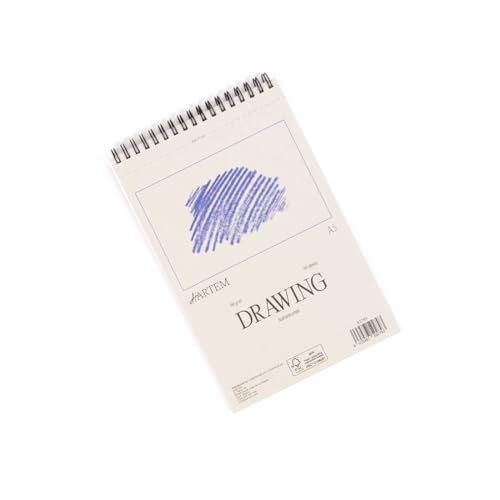 Hartem - Drawing Paper | Wirebound Pad of 60 Sheets | 90g/m2 Weight | Size A5 (14,8 x 21 cm) - Artist Paper for Adults and Students - Sketch Book, Mixed Media, Markers and Art Journaling - size: A5 (14,8 x 21 cm)