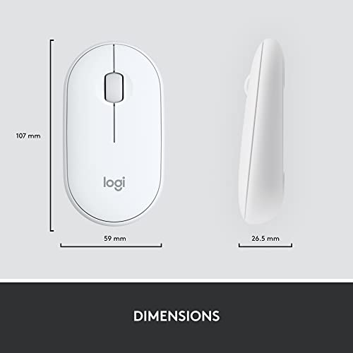 Logitech MK470 Slim Compact Wireless Keyboard and Mouse Combo - Off White | Compact low-profile quiet keyboard with number pad, slim ambidextrous quiet mouse with 3 non-customizable buttons, Windows PC - color: Off White
