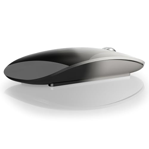 TENMOS M18 Bluetooth Mouse, USB C Rechargeable Wireless Mouse, Triple Mode (Dual Bluetooth+USB) Silent Mice Portable with USB Receiver and Type C Adapter for Laptop/MacBook/iPad - Grey and Black - color: grey and black