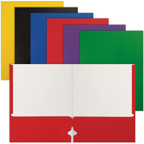 Better Office Products 2 Pocket Folders Bulk, Letter Size Paper Portfolios Case of 100, Assorted Primary Colors, Durable Folders Bulk for School, Office, Classroom Organization & Filing
