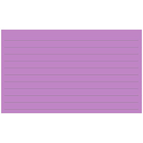 Colonial Cards: 150 Color Cardstock 3" x 5" Index Cards, Medium Purple, Lined Landscape Format - color: medium purple